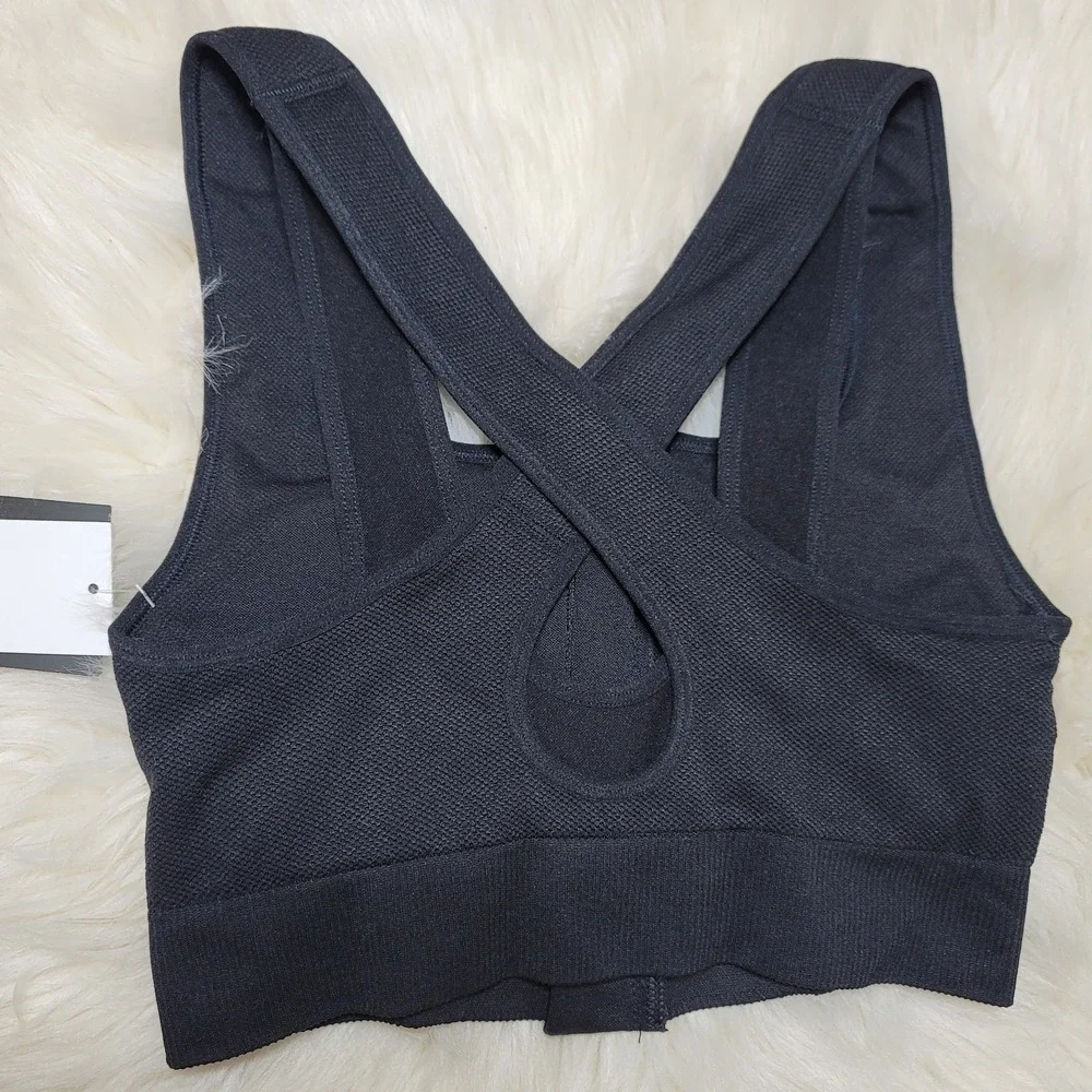 NWT Avia Sports Bra Sz S Womens Zip Front Black Moisture Wicking Athleisure